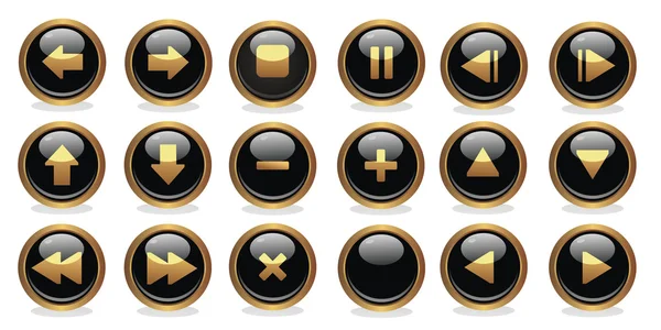 Black and golden buttons — Stock Vector