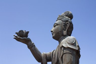 Buddhist statue providing offerings clipart