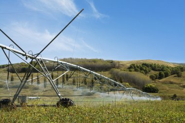 Sprinkler spraying water on the field clipart