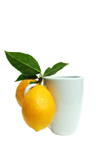 Лимоны и кружка — стоковое фото