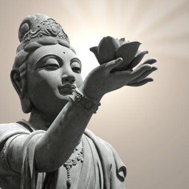 Buddhist statue providing offerings clipart