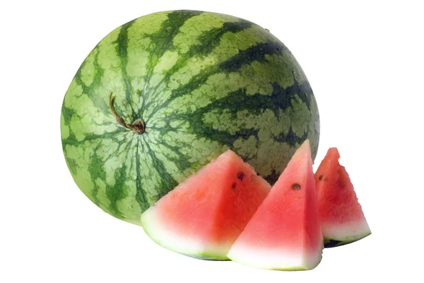 Watermelon and thtee slices — Stock Photo, Image