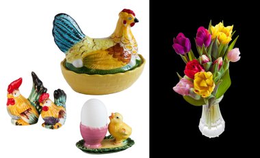 dört resim dekorasyon easter izole