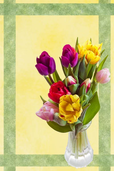 Tarjeta de Pascua con tulipanes —  Fotos de Stock