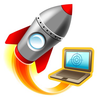 Illustration of rocket flying from notebook clipart