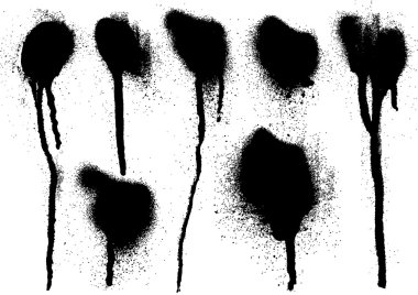 black spray drips on white background clipart