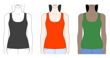 Strap tank top template clipart