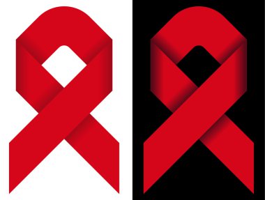 Red ribbon as symbol of solidarity of living with HIV/AIDS clipart