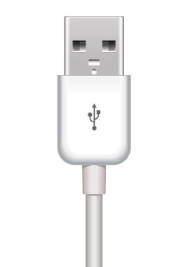 illustration of white usb plug isolated on white clipart