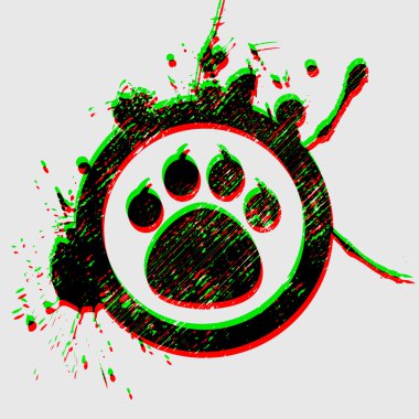 tiger paw in grunge circle clipart