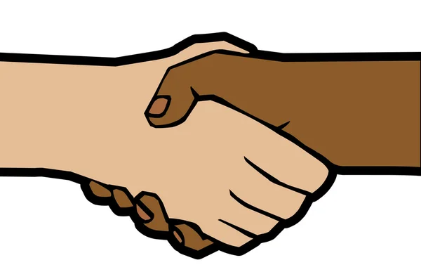 白と黒の手の握手 — ストックベクタ