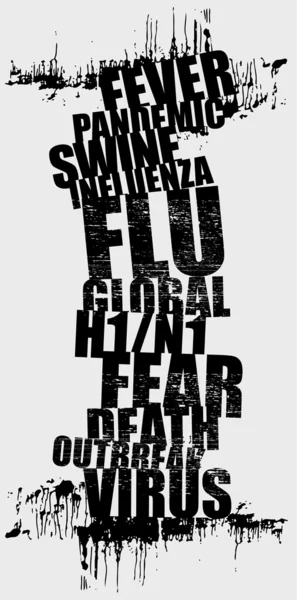Grunge Typographic Illustration Swine Flu Issue — Stock Vector