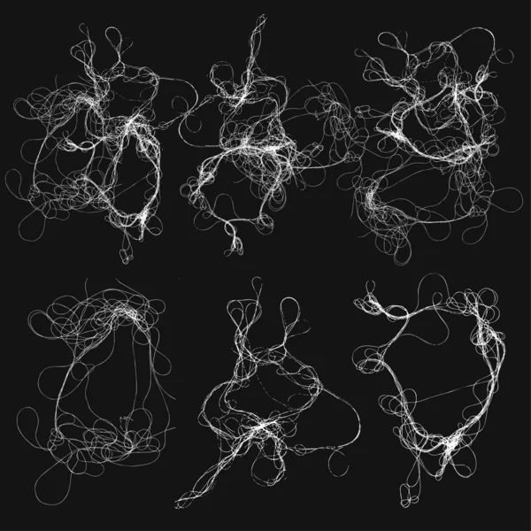 黒いベクトルの乱雑な糸のイラスト — ストックベクタ