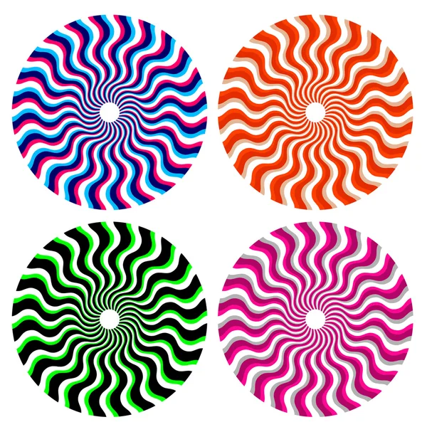 Set Optical Color Ornamental Wheels — Stock Vector