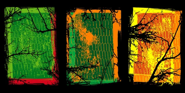 Grunge 颜色纹理与树木 污点和上黑色的污点 — 图库矢量图片