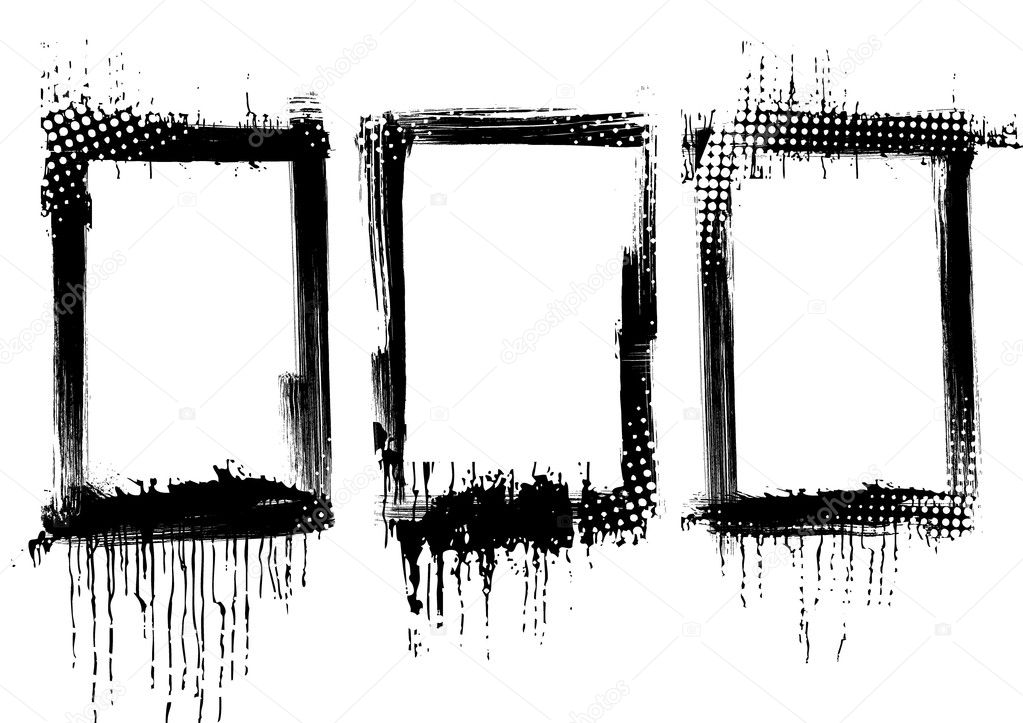 set of grunge frames or borders on white background