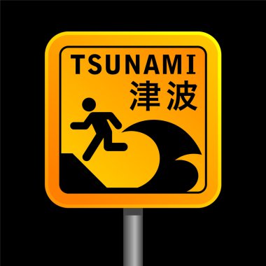 Tsunami warining sign clipart