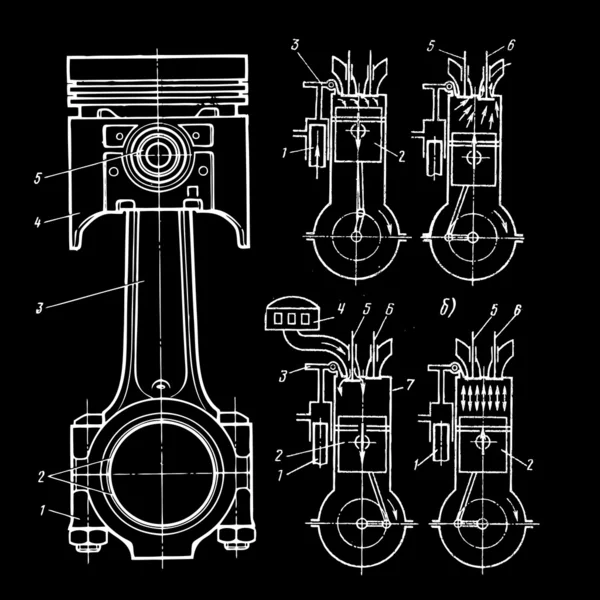 Schémas de pistons — Image vectorielle