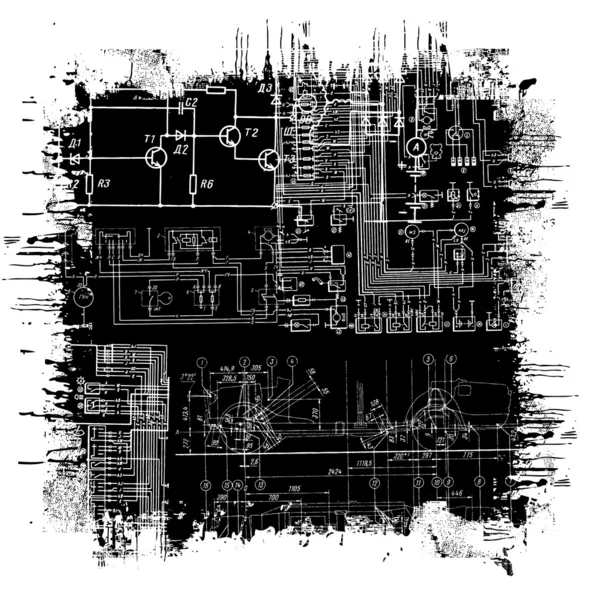 Grunge blueprint — Stok Vektör