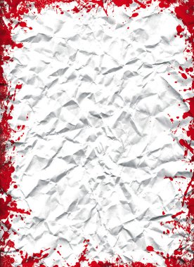 grunge kırmızı mürekkep çerçeve ile ezilmiş beyaz sayfa