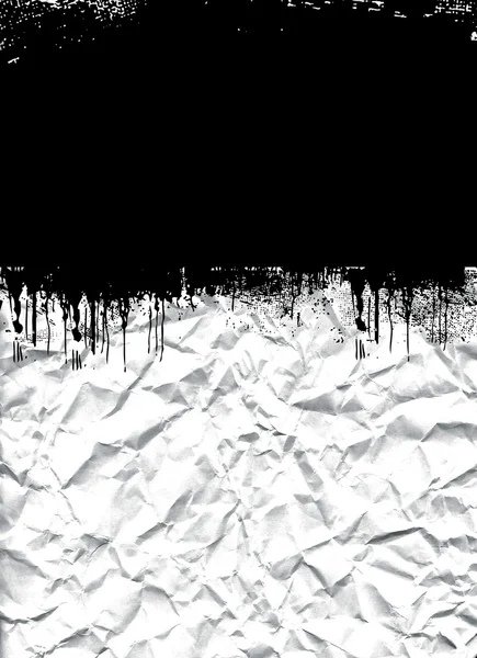 Zgnieciony arkusz biały z czarnym tuszem plamy — Zdjęcie stockowe
