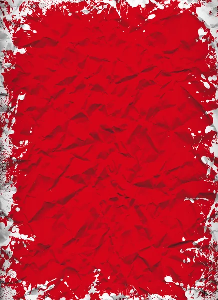 Folha vermelha esmagada com quadro de tinta branca grunge — Fotografia de Stock