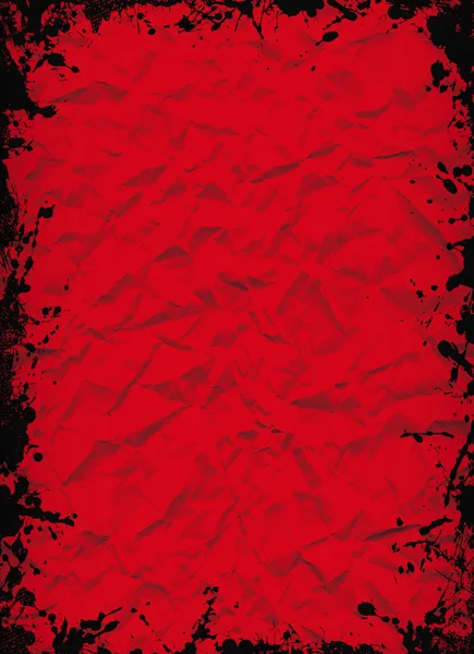Feuille rouge broyée avec cadre à encre noire grunge — Photo