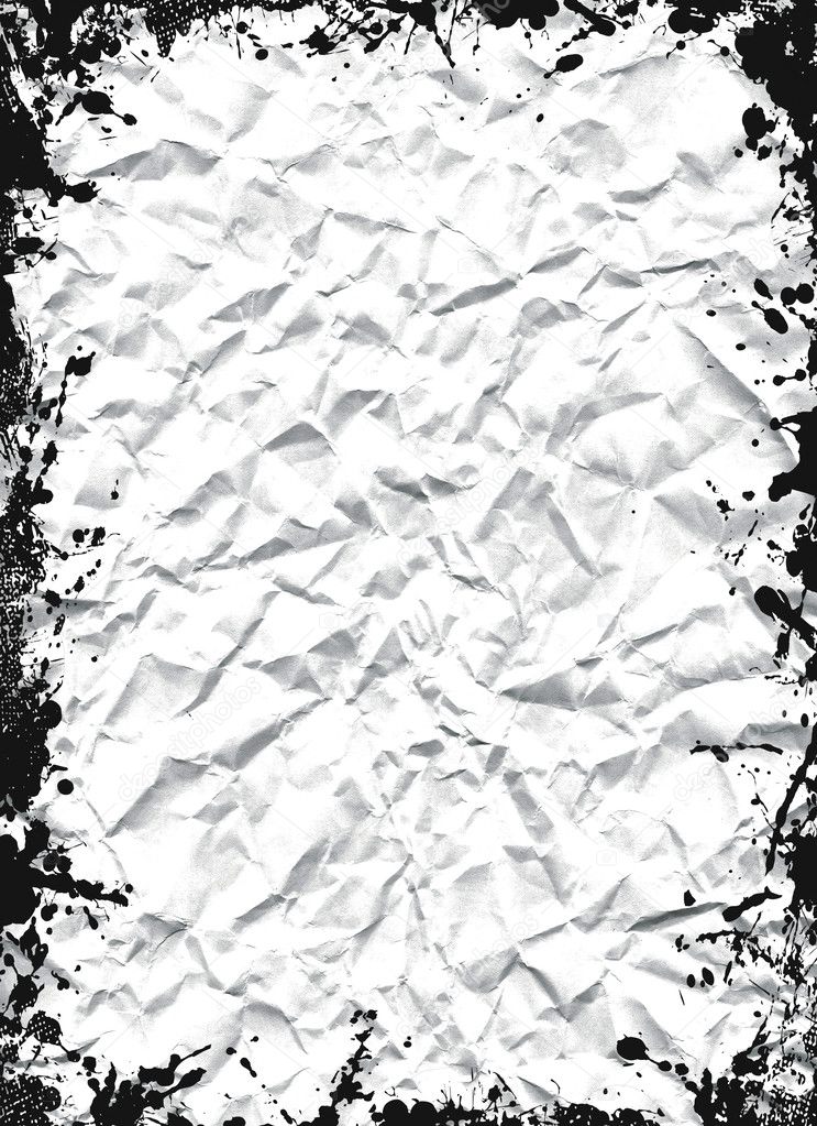 Crushed white sheet with grunge black ink frame