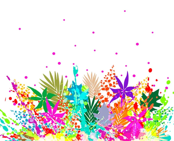 Illustrazione di sfondo colorato con foglie diverse — Vettoriale Stock
