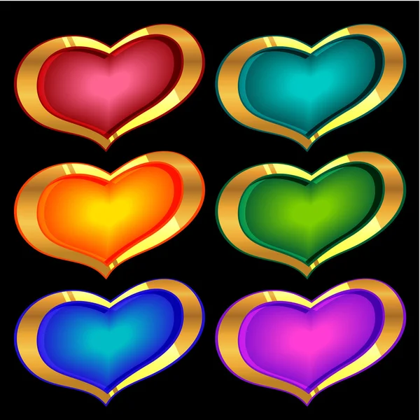Färg gyllene hjärtan — Stock vektor