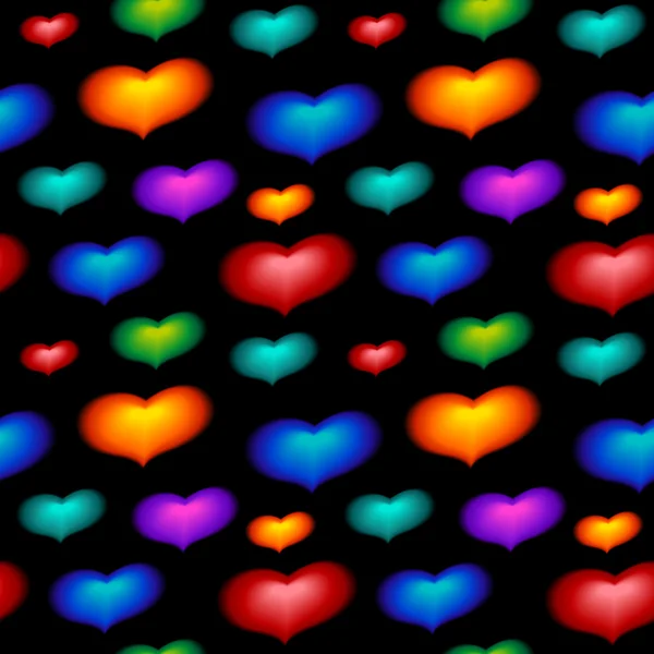 Nahtlose Tapete mit farbigen Herzen — Stockfoto