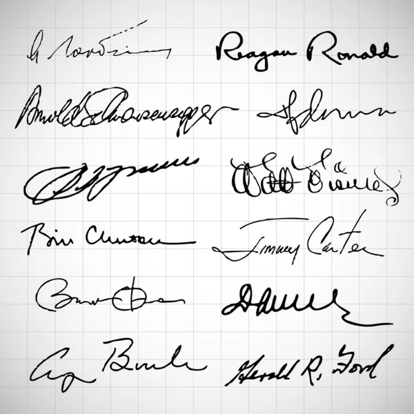 Uppsättning av olika signaturer på vit bakgrund — Stockfoto
