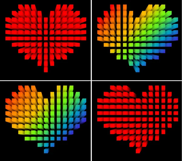 Pixel hearts on black background — Stockfoto