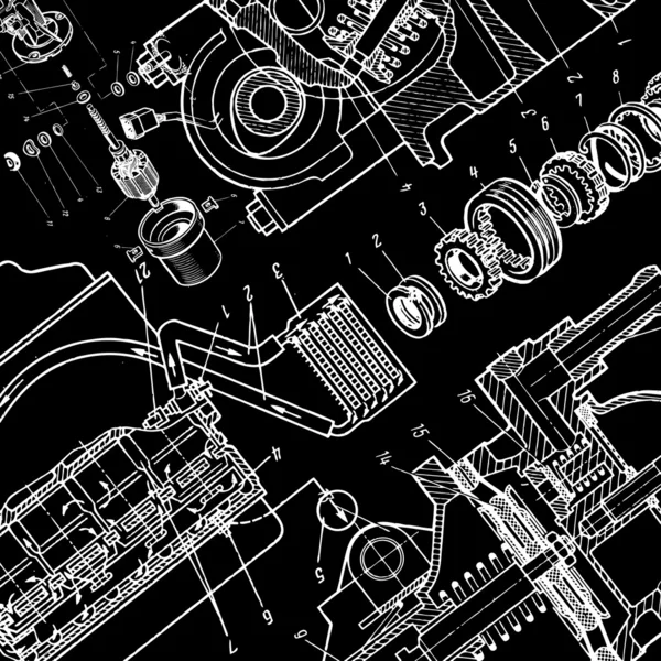 Technical Drawing Blueprint Yellow Background Stock Vector Image by ...