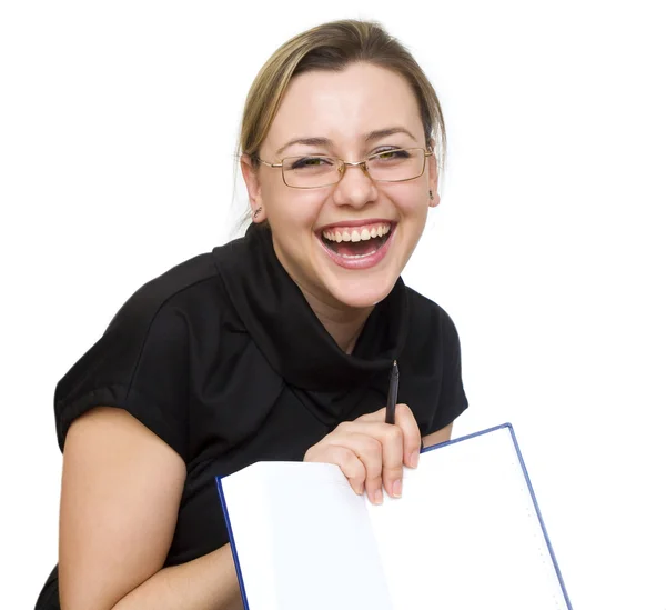 Girl with a notebook — Stock Photo, Image