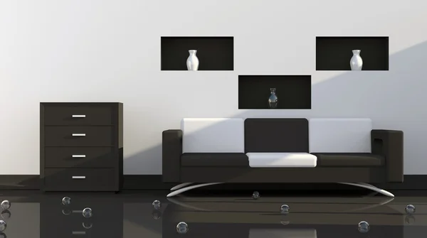 Černobílý design interiéru — Stock fotografie