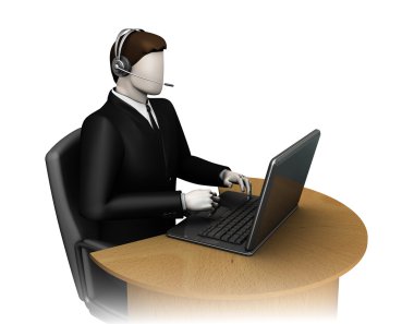 3d man support center call clipart