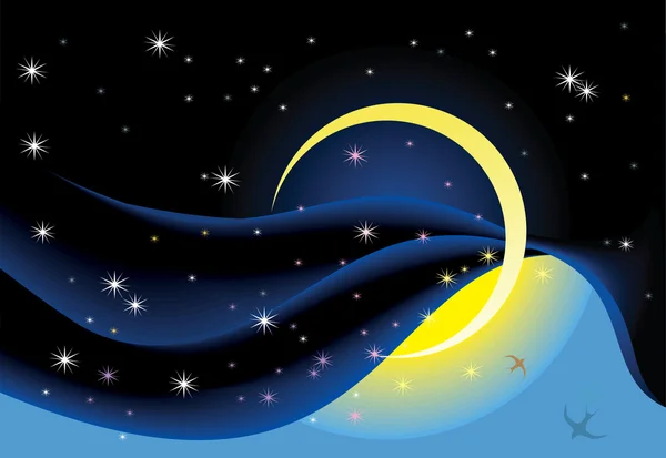 Lune dans le ciel — Image vectorielle