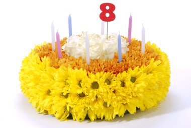 Birthhday cake made of various kind of flowers clipart