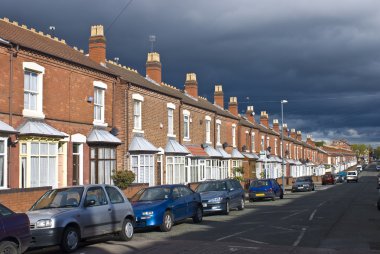 Old road with town hauses in Birmingham United Kingdom clipart