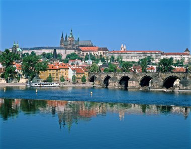 Prague Castle across the river Vltava clipart