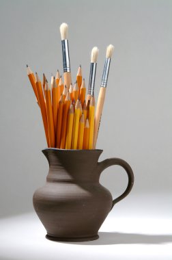 The bunch of pencils and brushes clipart