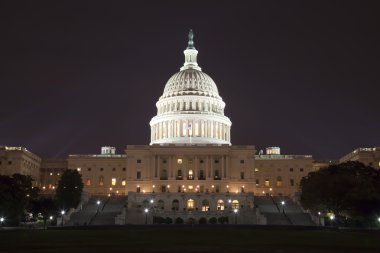 The US Capitol in the night clipart