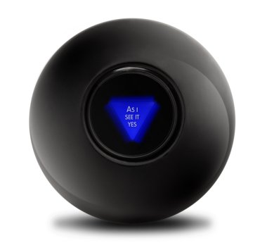 Black Magic Ball with answer As I see it yes clipart