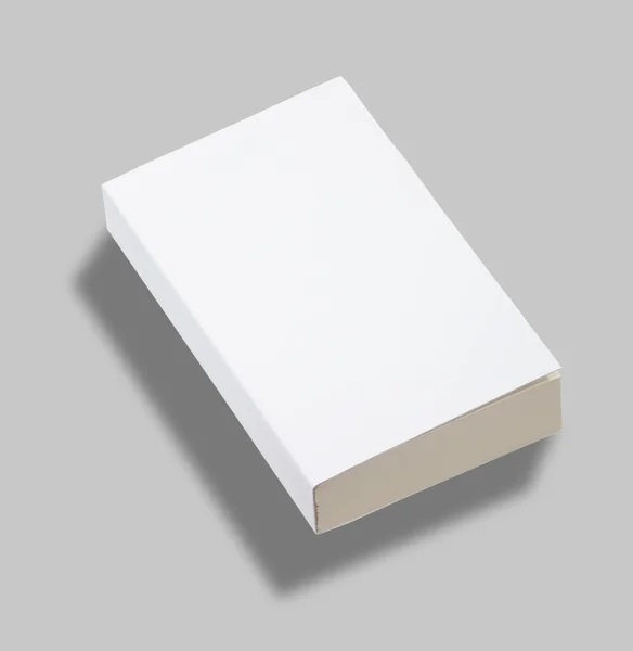 Paperback Boek Met Blanke Pagina Witte Dekking Uitknippad — Stockfoto