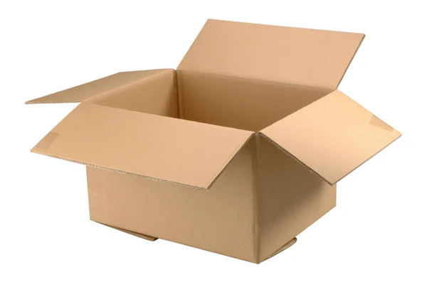 Brown Empty Cardboard Box Isolated White — Stock Photo, Image