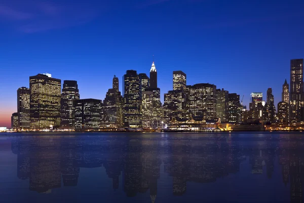 Skyline Van New York City Bij Avondschemering — Stockfoto