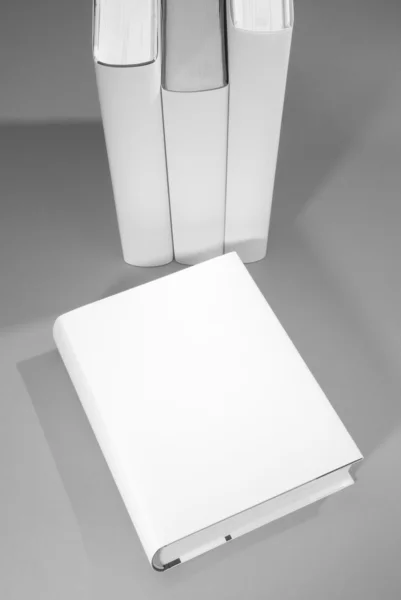 Copertina Bianca Con Sfondo Una Fila Libri — Foto Stock