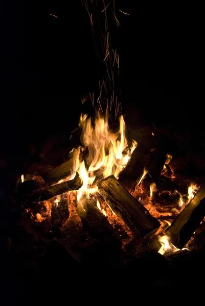 Stock image Camp fire burning in the night