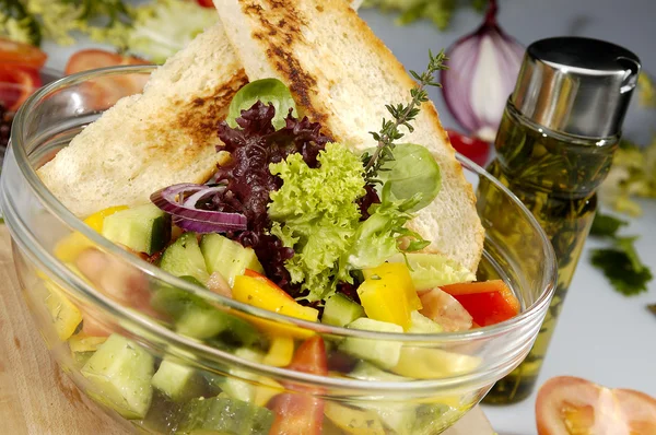 Vegetarische Salade Frans Stokbrood Plantaardige — Stockfoto
